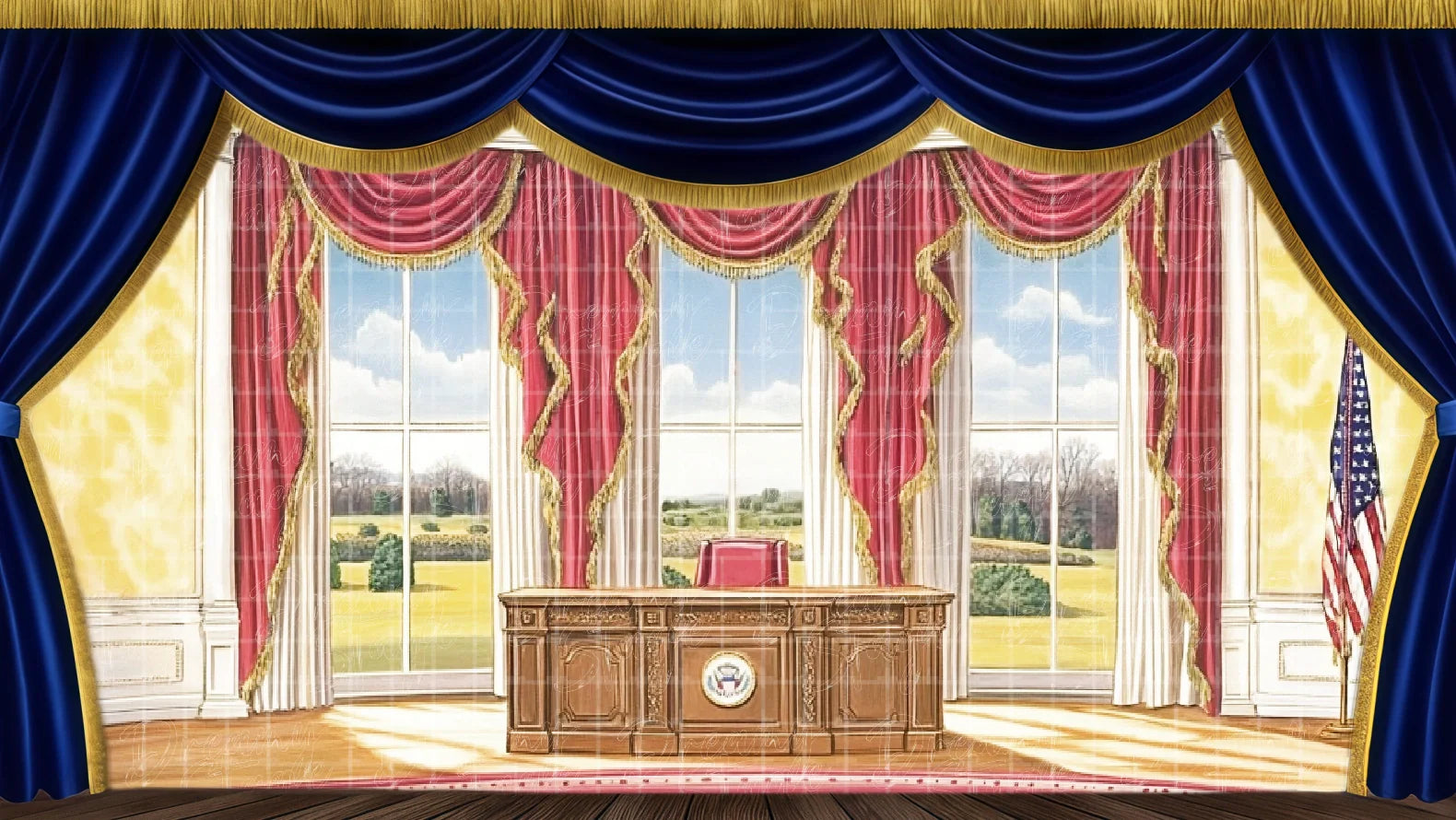 Office& Government Backdrops-Courtrooms, Law Offices, and Headquarters Scenery