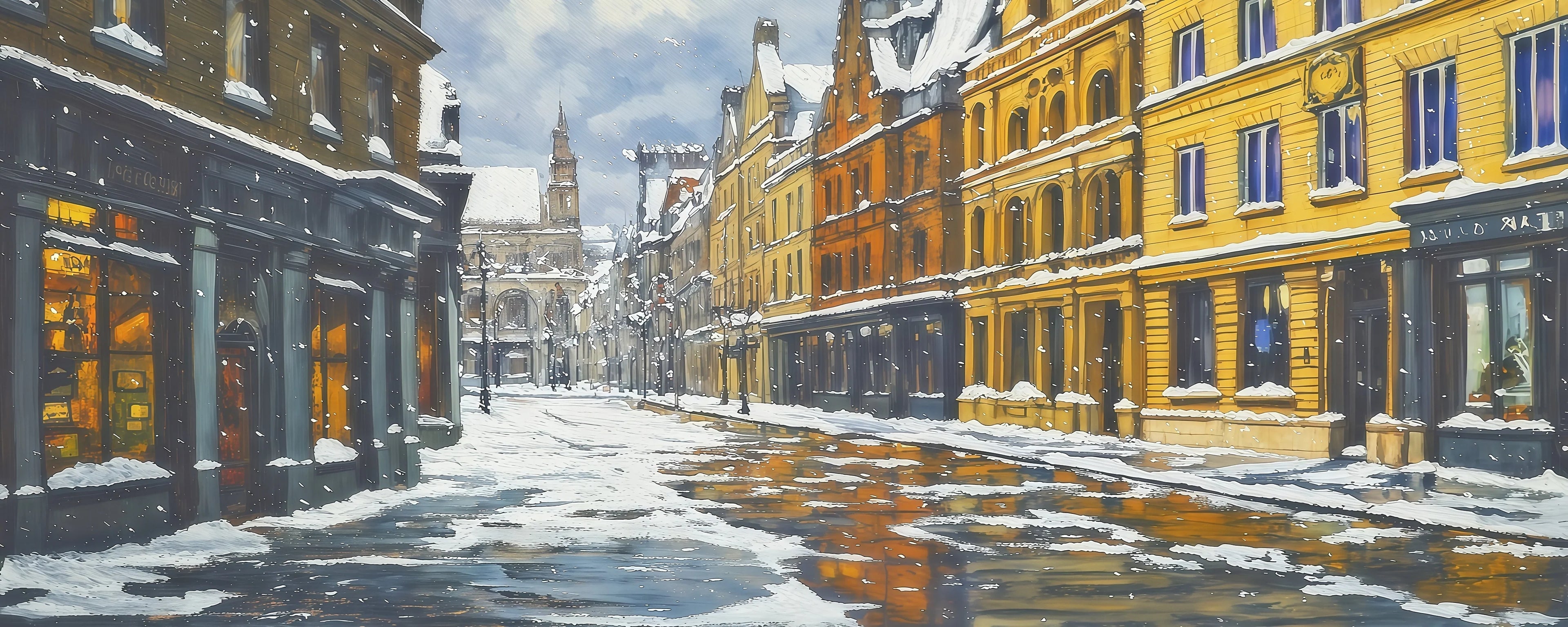 Victorian Winter Street Scene Theatrical Backdrop