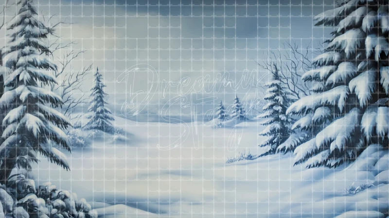 Winter Woodland Landscape digital stage backdrop for theatre projection, dance recital, school musical, community theatre, LED screen background, and printable stage scenery. Suitable for Frozen, The Snow Queen, Snow Queen inspired productions,