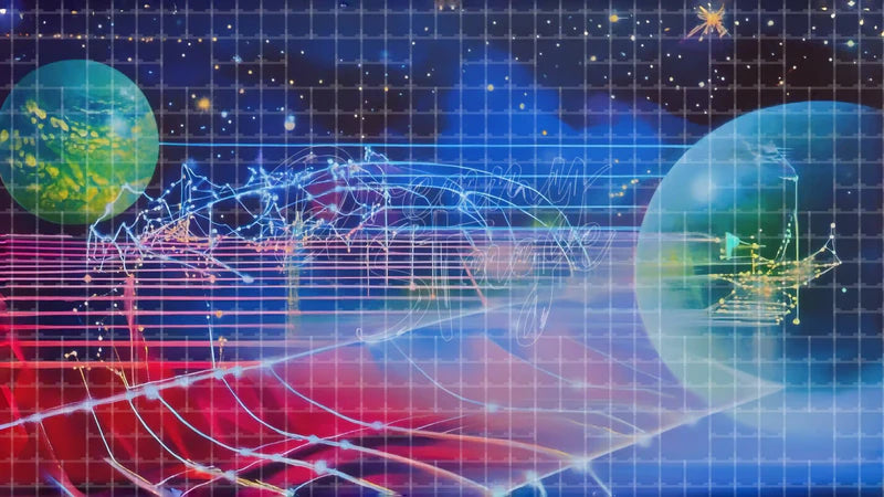 Neon Space Orbit Planets digital stage backdrop for theatre projection, dance recital, school musical, community theatre, LED screen background, and printable stage scenery. Suitable for The Little Prince, Little Prince, Peter and the Starcatcher inspired productions,
