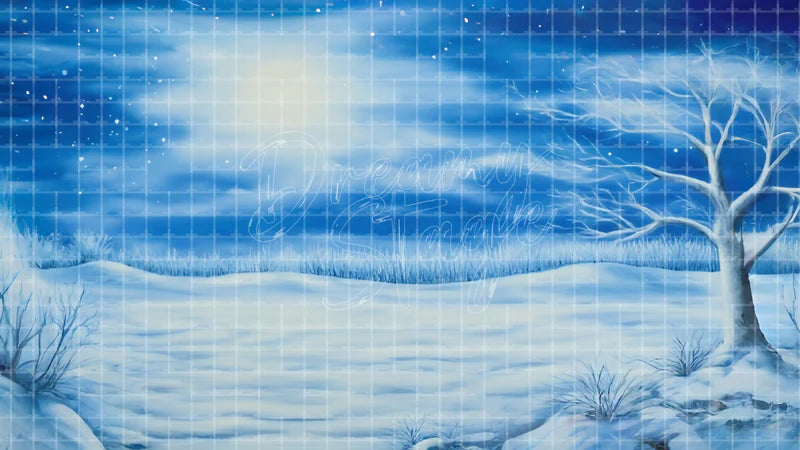 Blue Snow Field digital stage backdrop for theatre projection, dance recital, school musical, community theatre, LED screen background, and printable stage scenery. Suitable for Frozen, The Snow Queen, Snow Queen inspired productions,