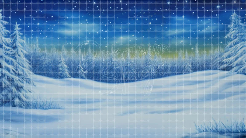 Aurora Snowfield digital stage backdrop for theatre projection, dance recital, school musical, community theatre, LED screen background, and printable stage scenery. Suitable for Frozen, The Snow Queen, Snow Queen inspired productions,