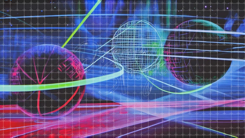 Abstract Planet Orbit Light Trails digital stage backdrop for theatre projection, dance recital, school musical, community theatre, LED screen background, and printable stage scenery. Suitable for The Little Prince, Little Prince, Peter and the Starcatcher inspired productions,