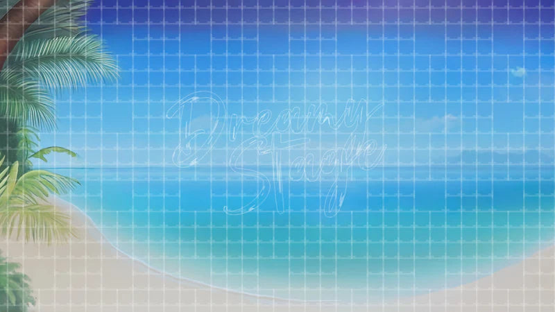 Soft Ocean Beach digital stage backdrop for theatre projection, dance recital, school musical, community theatre, LED screen background, and printable stage scenery. Suitable for Moana, The Little Mermaid, Little Mermaid inspired productions,