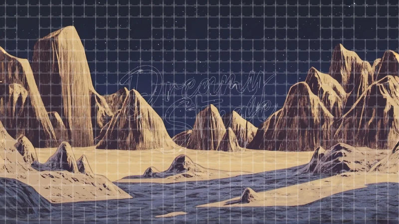 Alien Desert Moon Rocks digital stage backdrop for theatre projection, dance recital, school musical, community theatre, LED screen background, and printable stage scenery. Suitable for The Little Prince, Little Prince, Peter and the Starcatcher inspired productions,