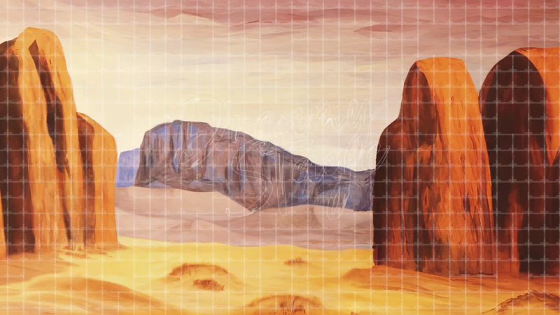 Desert Rock Pillars digital stage backdrop for theatre projection, dance recital, school musical, community theatre, LED screen background, and printable stage scenery. Suitable for Joseph and the Amazing Technicolor Dreamcoat, Joseph, The Prince of Egypt inspired productions,