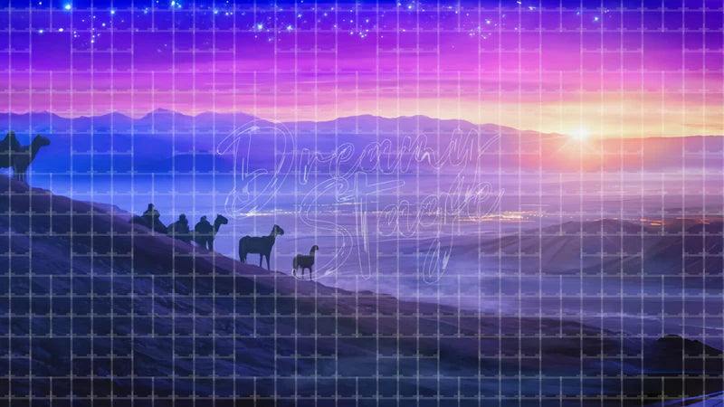 Twilight Desert Journey digital stage backdrop for theatre projection, dance recital, school musical, community theatre, LED screen background, and printable stage scenery. Suitable for Joseph and the Amazing Technicolor Dreamcoat, Joseph, The Prince of Egypt inspired productions,