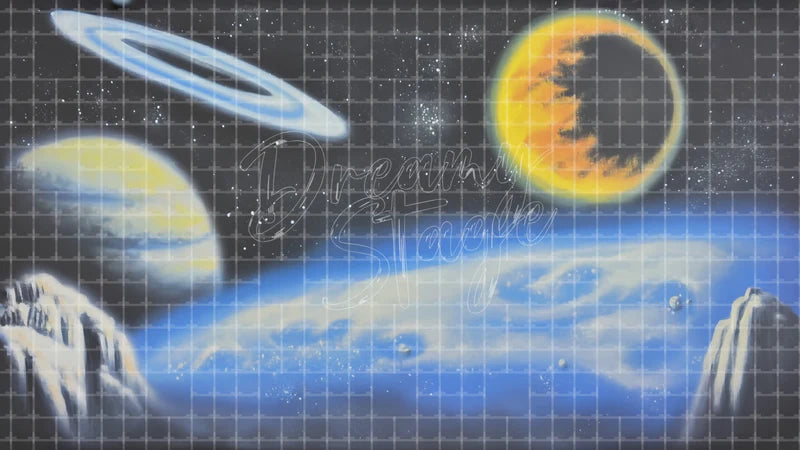 Planetary Space Scene digital stage backdrop for theatre projection, dance recital, school musical, community theatre, LED screen background, and printable stage scenery. Suitable for The Little Prince, Little Prince, Peter and the Starcatcher inspired productions,