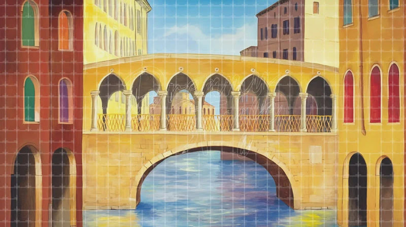 Venice Arch Bridge Canal digital stage backdrop for theatre projection, dance recital, school musical, community theatre, LED screen background, and printable stage scenery. Suitable for The Light in the Piazza, Light in the Piazza, The Gondoliers inspired productions,