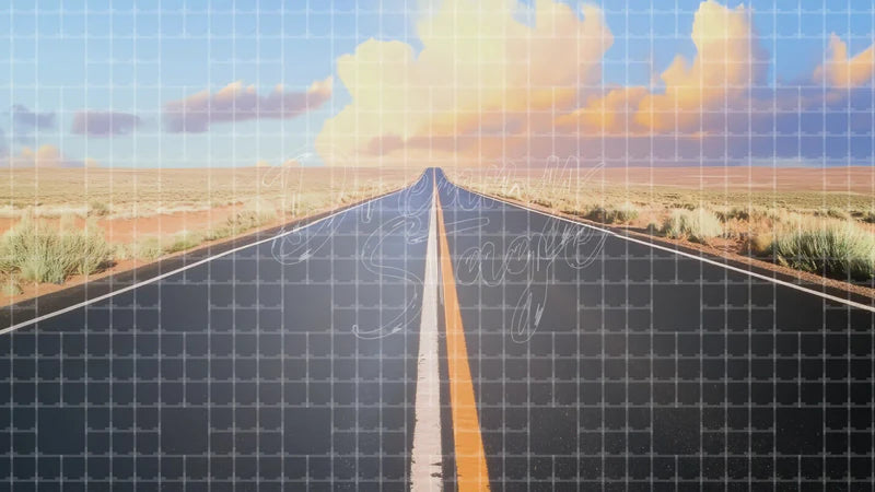 Open Road Horizon digital stage backdrop for theatre projection, dance recital, school musical, community theatre, LED screen background, and printable stage scenery. Suitable for Oklahoma!, Oklahoma, Annie Get Your Gun inspired productions,