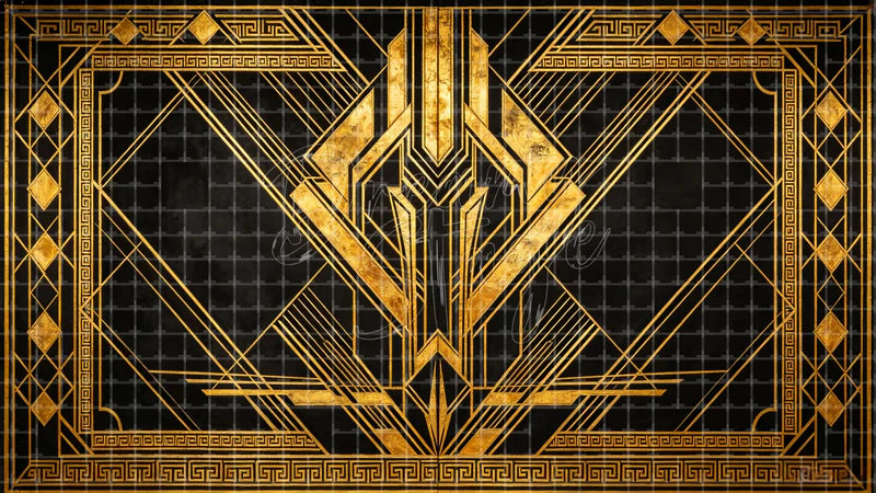Gold Art Deco Diamond digital stage backdrop for theatre projection, dance recital, school musical, community theatre, LED screen background, and printable stage scenery. Suitable for The Great Gatsby, Great Gatsby, Chicago inspired productions,