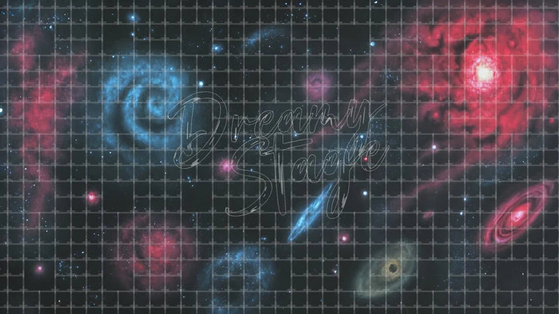 Colorful Spiral Galaxy Space digital stage backdrop for theatre projection, dance recital, school musical, community theatre, LED screen background, and printable stage scenery. Suitable for The Little Prince, Little Prince, Peter and the Starcatcher inspired productions,