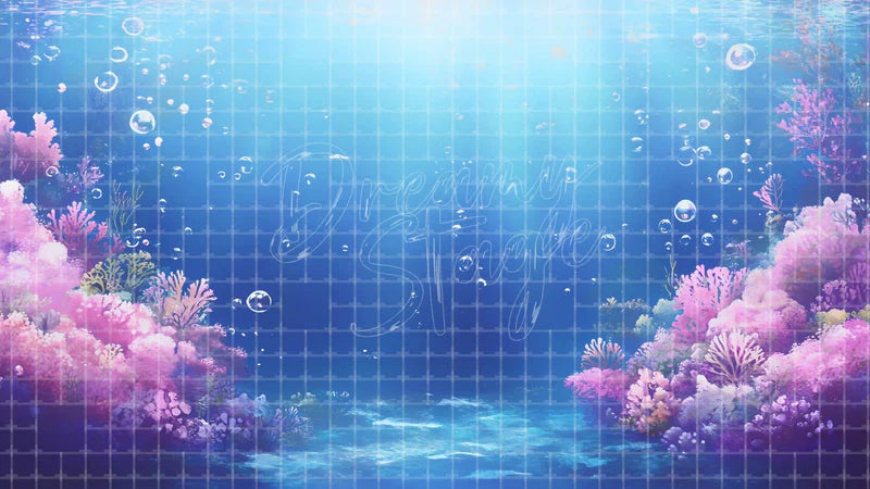 Blue Coral Reef Light digital stage backdrop for theatre projection, dance recital, school musical, community theatre, LED screen background, and printable stage scenery. Suitable for The Little Mermaid, Little Mermaid, Finding Nemo inspired productions,
