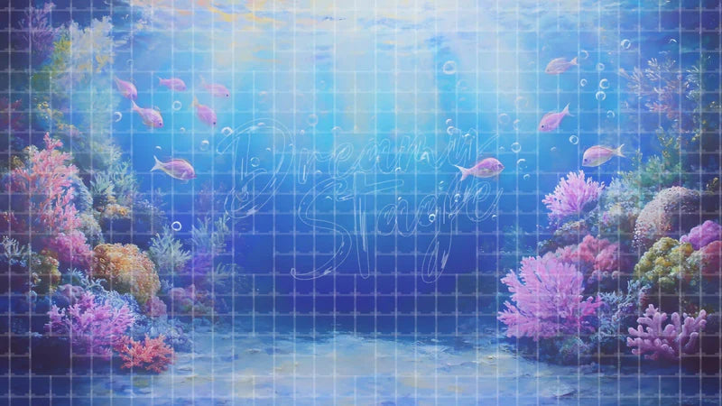 Coral Reef Ocean digital stage backdrop for theatre projection, dance recital, school musical, community theatre, LED screen background, and printable stage scenery. Suitable for The Little Mermaid, Little Mermaid, Finding Nemo inspired productions,