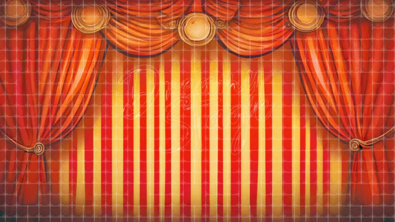 Red Circus Curtain digital stage backdrop for theatre projection, dance recital, school musical, community theatre, LED screen background, and printable stage scenery. Suitable for The Greatest Showman, Greatest Showman, Barnum inspired productions,