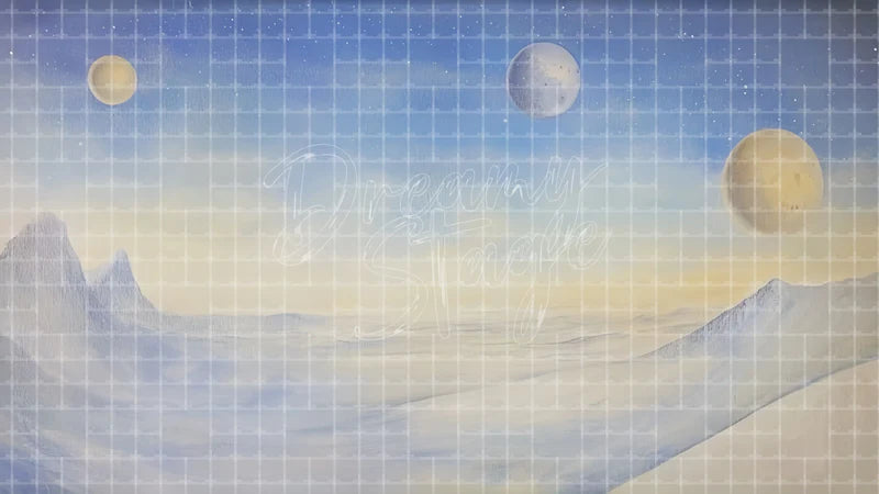 Pale Moon Planet Landscape Digital digital stage backdrop for theatre projection, dance recital, school musical, community theatre, LED screen background, and printable stage scenery. Suitable for The Little Prince, Little Prince, Peter and the Starcatcher inspired productions,