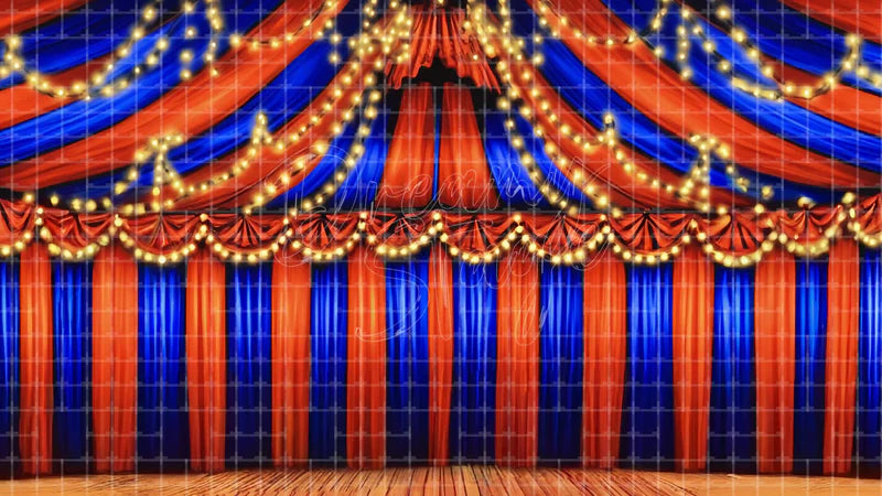 Striped Circus Curtain digital stage backdrop for theatre projection, dance recital, school musical, community theatre, LED screen background, and printable stage scenery. Suitable for The Greatest Showman, Greatest Showman, Barnum inspired productions,