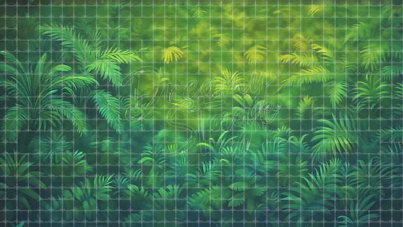 Deep Green Fern Jungle digital stage backdrop for theatre projection, dance recital, school musical, community theatre, LED screen background, and printable stage scenery. Suitable for The Jungle Book, Jungle Book, Tarzan inspired productions,