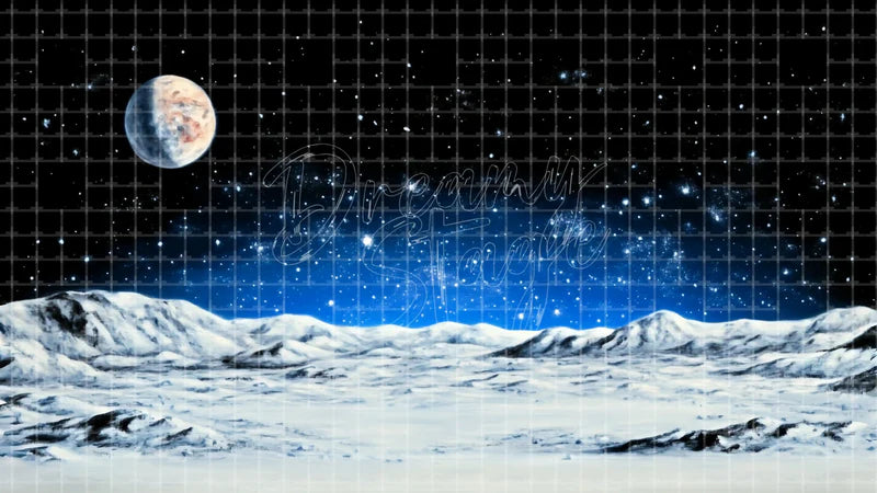 Blue Moon Horizon Space Scene digital stage backdrop for theatre projection, dance recital, school musical, community theatre, LED screen background, and printable stage scenery. Suitable for The Little Prince, Little Prince, Peter and the Starcatcher inspired productions,