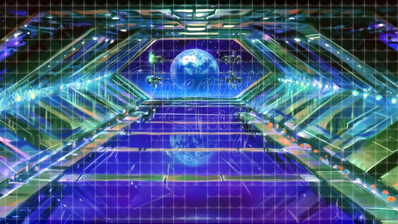 Futuristic Space Tunnel digital stage backdrop for theatre projection, dance recital, school musical, community theatre, LED screen background, and printable stage scenery. Suitable for The Little Prince, Little Prince, Peter and the Starcatcher inspired productions,