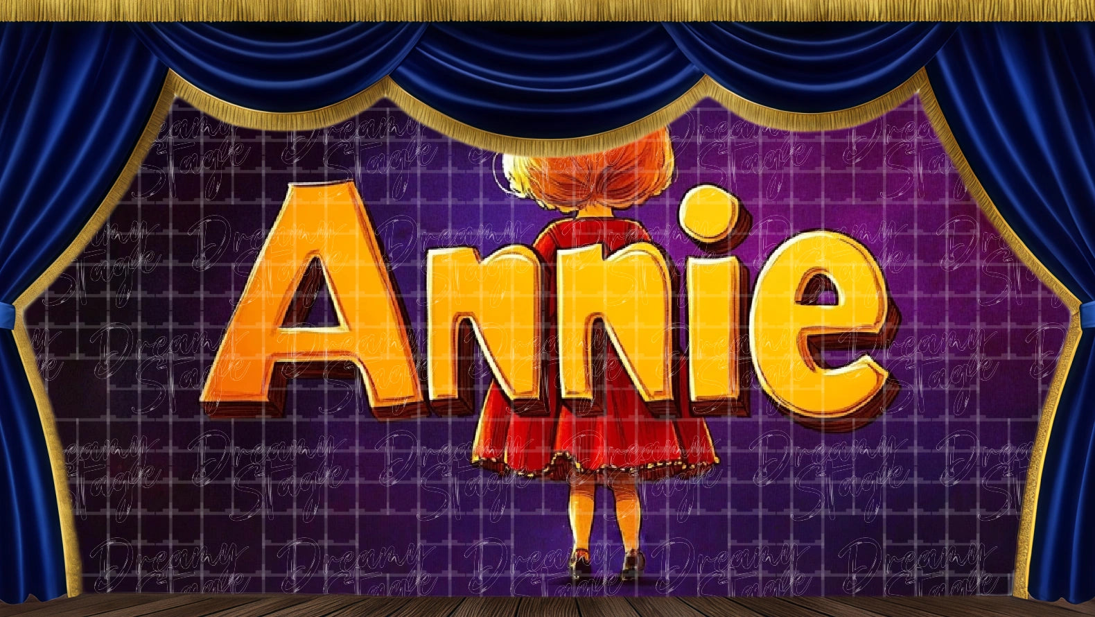 Annie musical title banner stage backdrop for theatre productions