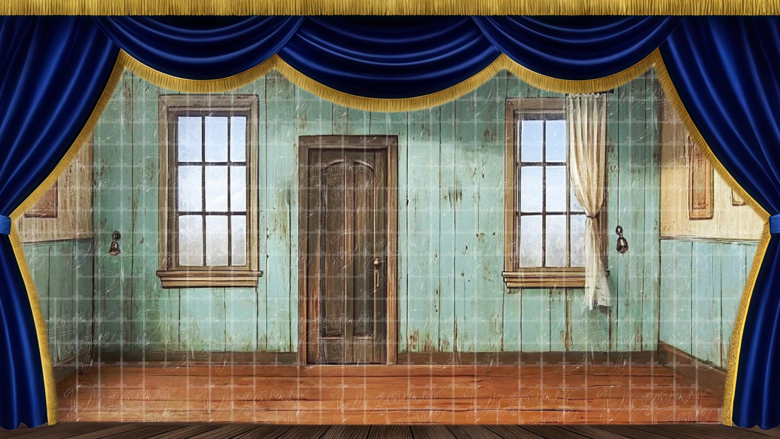 orphanage dormitory stage backdrop for Annie musical