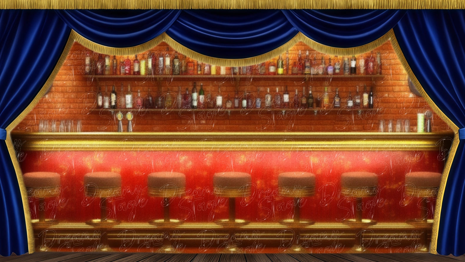 1950s American soda bar interior stage backdrop. Digital stage backdrop for HD projection, virtual scenery, and theatrical use.