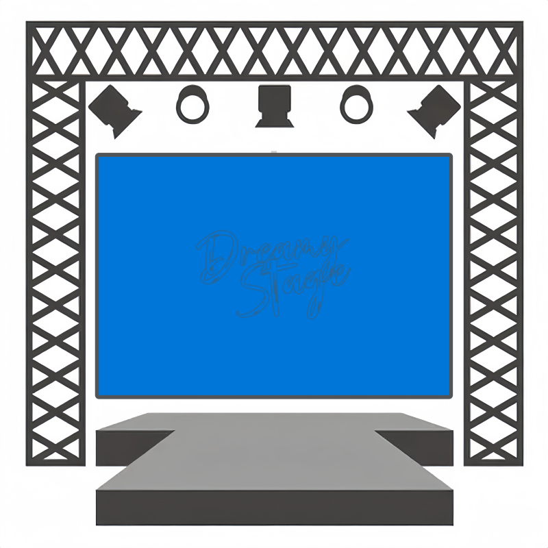 Heroic Blue - Band Performance Backdrop Rental