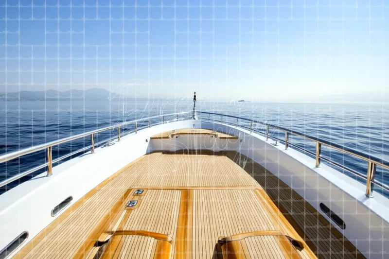 Luxury Yacht Deck Ocean digital decor backdrop and high-resolution tropical ocean background for summer events, beach parties, hotel decor, resort displays, restaurant and bar decor, photo booths, projection, LED screens, and local printing.