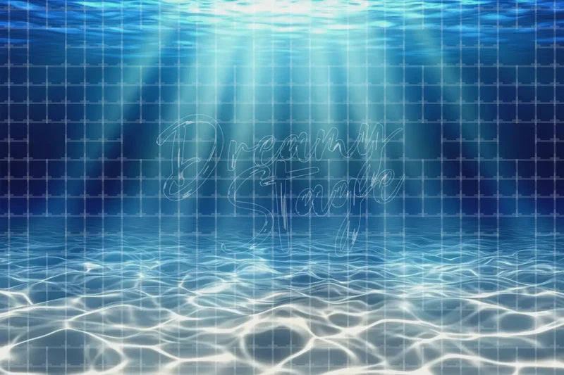 Underwater Sunlight Ocean digital decor backdrop and high-resolution ocean projection background for summer events, beach parties, hotel decor, resort displays, restaurant and bar decor, photo booths, projection, LED screens, and local printing.