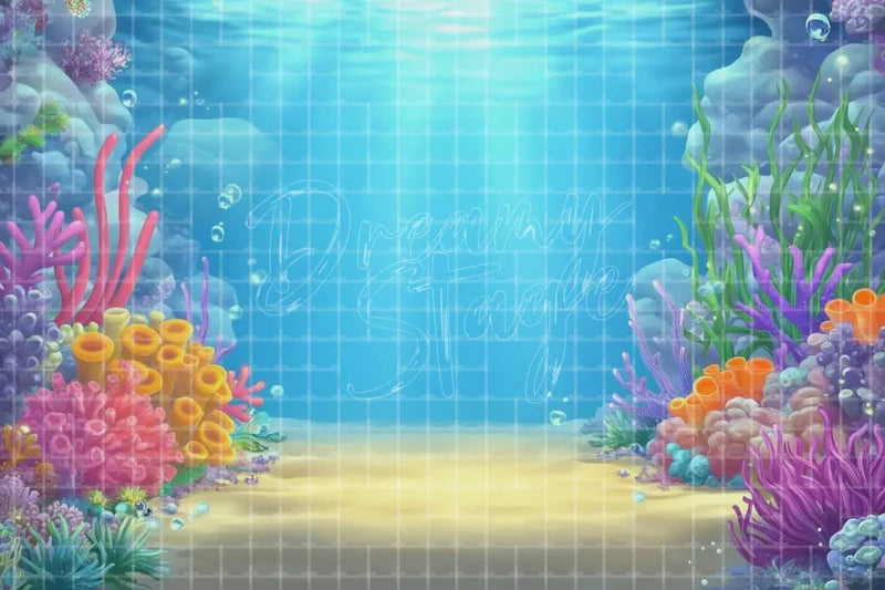 Underwater Reef Ocean digital decor backdrop and high-resolution ocean projection background for summer events, beach parties, hotel decor, resort displays, restaurant and bar decor, photo booths, projection, LED screens, and local printing.