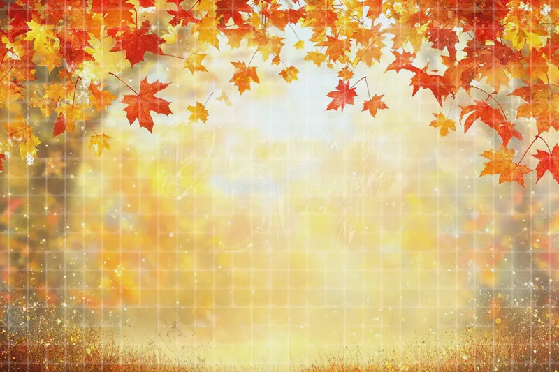 Soft Autumn Leaves Bokeh digital decor backdrop, high-resolution fall leaves background for fall events, autumn photo booths, pumpkin patch displays, Thanksgiving decor, shop windows, projection, LED screens, digital screens, local printing, and seasonal decor, including instant download artwork for backdrop, background, photo booth, shop window, projection, LED screen, and local printing use.