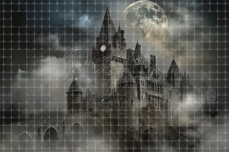 Haunted Castle Fog digital backdrop for Gothic Halloween Photo Booth Dark Event Decor and Theatre Stage Background, perfect as a photo booth background, event decor backdrop, local print backdrop, projection screen, or stage background.