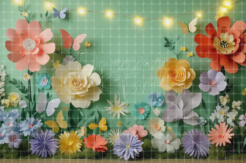 Floral Green Flower Frame digital backdrop and photo booth background for Spring Photo Booth Garden Event Decor and Party Background, ideal for event decor, local printing, projector screens, LED displays, and themed stage backgrounds.