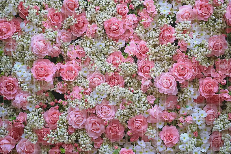 Pink Rose Flower Wall digital backdrop and photo booth background for Wedding Photo Booth Bridal Shower Decor and Event Background, ideal for event decor, local printing, projector screens, LED displays, and themed stage backgrounds.