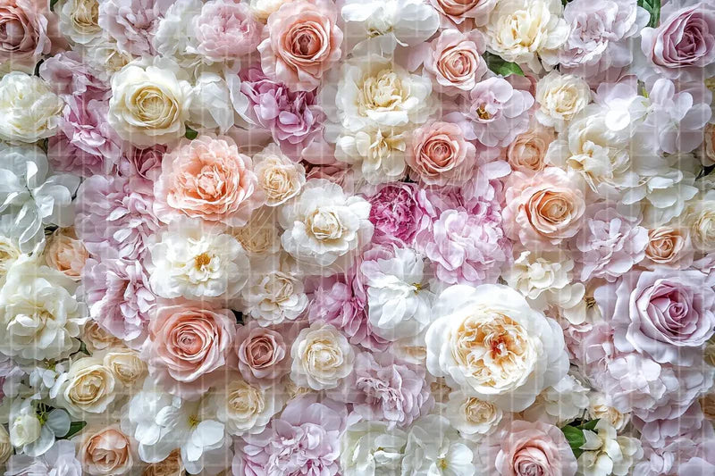 Vintage Rose Floral digital backdrop and photo booth background for Bridal Photo Booth Tea Party Decor and Romantic Event Background, ideal for event decor, local printing, projector screens, LED displays, and themed stage backgrounds.