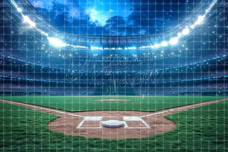 Baseball Stadium Field digital backdrop for Sports Photo Booth Team Event Decor and Stage Projection Background, perfect as a photo booth background, event decor backdrop, local print backdrop, projection screen, or stage background.