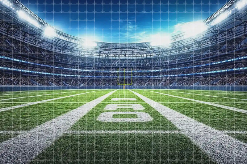 American Football Field digital backdrop and photo booth background for Game Day Photo Booth Sports Event Decor and Stage Background, ideal for event decor, local printing, projector screens, LED displays, and themed stage backgrounds.