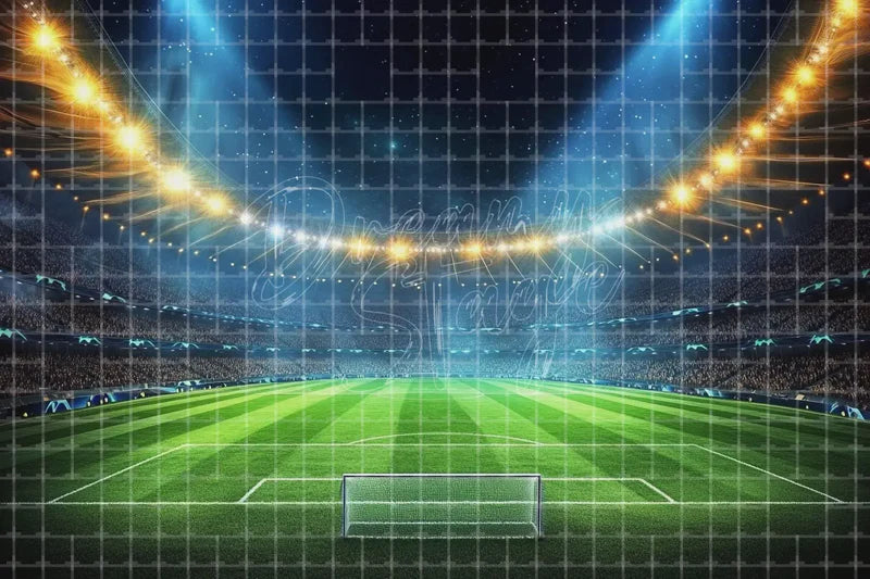 Soccer Stadium Night Lights digital backdrop and photo booth background for Sports Event Photo Booth and Digital Stage Background, ideal for event decor, local printing, projector screens, LED displays, and themed stage backgrounds.