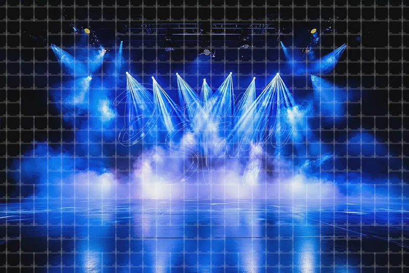 Blue Concert Stage Lights digital backdrop and photo booth background for Music Event Photo Booth Dance Recital and Theatre Background, ideal for event decor, local printing, projector screens, LED displays, and themed stage backgrounds.