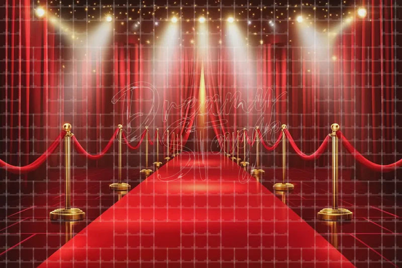 Red Carpet Rope Lights digital backdrop and photo booth background for VIP Photo Booth Premiere Event Decor and Stage Entrance, ideal for event decor, local printing, projector screens, LED displays, and themed stage backgrounds.