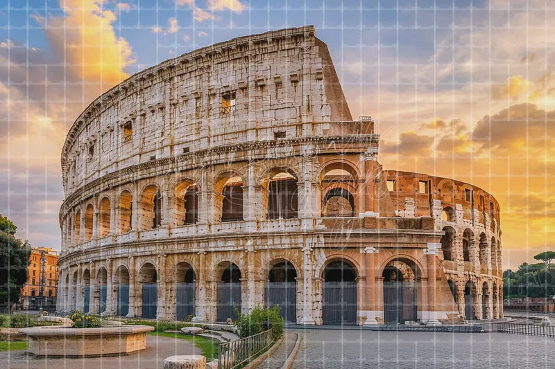 Colosseum Landmark digital backdrop and photo booth background for Rome Photo Booth Travel Event Decor and Historical Stage Scene, ideal for event decor, local printing, projector screens, LED displays, and themed stage backgrounds.