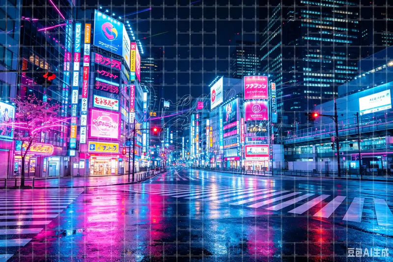 Tokyo Neon Street digital backdrop and photo booth background for Japan Night Photo Booth Travel Event and Urban Stage Background, ideal for event decor, local printing, projector screens, LED displays, and themed stage backgrounds.