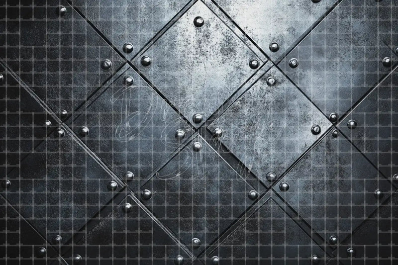 Black Riveted Metal Texture digital backdrop and photo booth background for Industrial Photo Booth Event Decor and Stage Background, ideal for event decor, local printing, projector screens, LED displays, and themed stage backgrounds.
