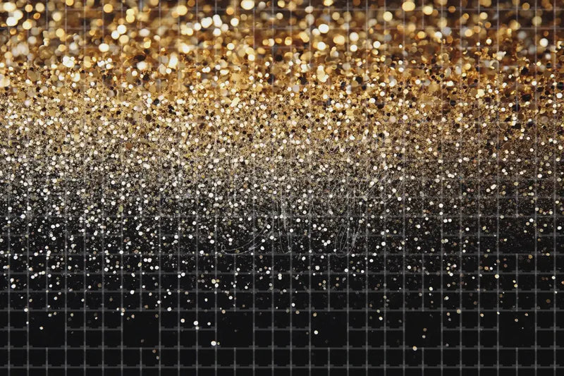 Black Gold Glitter digital backdrop and photo booth background for New Year Photo Booth Gala Event Decor and Party Background, ideal for event decor, local printing, projector screens, LED displays, and themed stage backgrounds.