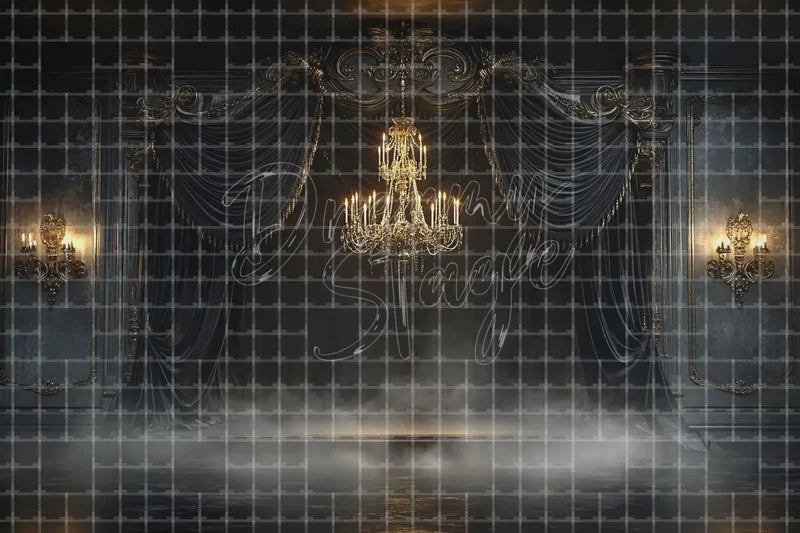 Dark Theatre Curtain digital backdrop and photo booth background for Dramatic Photo Booth Performance Event Decor and Stage Background, ideal for event decor, local printing, projector screens, LED displays, and themed stage backgrounds.