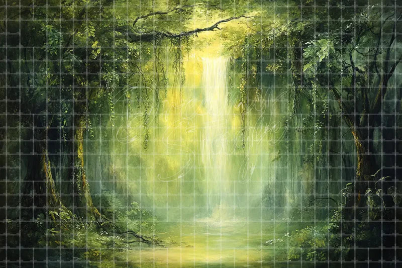 Green Forest Light Path digital backdrop and photo booth background for Nature Photo Booth Event Decor and Theatre Stage Background, ideal for event decor, local printing, projector screens, LED displays, and themed stage backgrounds.