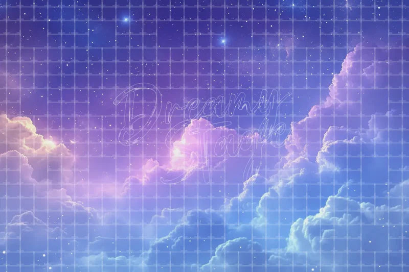 Purple Lightning Cloud digital backdrop and photo booth background for Fantasy Photo Booth Storm Event Decor and Theatre Stage, ideal for event decor, local printing, projector screens, LED displays, and themed stage backgrounds.