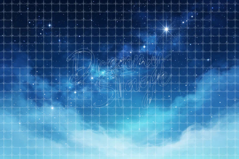 Blue Milky Way Sky digital backdrop and photo booth background for Galaxy Photo Booth Celestial Event Decor and Stage Projection, ideal for event decor, local printing, projector screens, LED displays, and themed stage backgrounds.