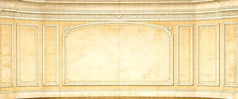 Elegant Ivory and Gold Palace Wall Paneling Blank Ballroom digital stage backdrop for musical theatre, ballet, dance recitals, school productions, projection, LED screens, and local printing.
